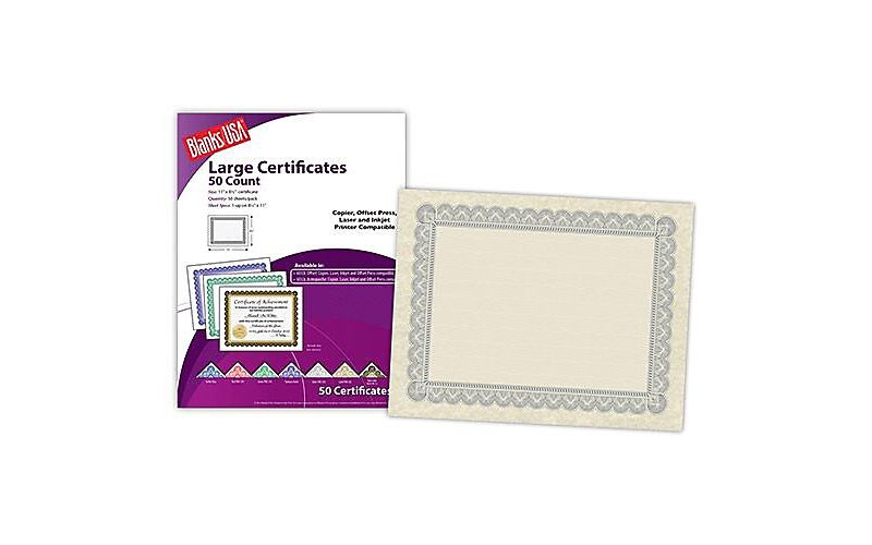 Blanks USA Blanks/USA 11 x 8 1/2 60 lbs. Certificate With Silver Border Natural BCL05PSI