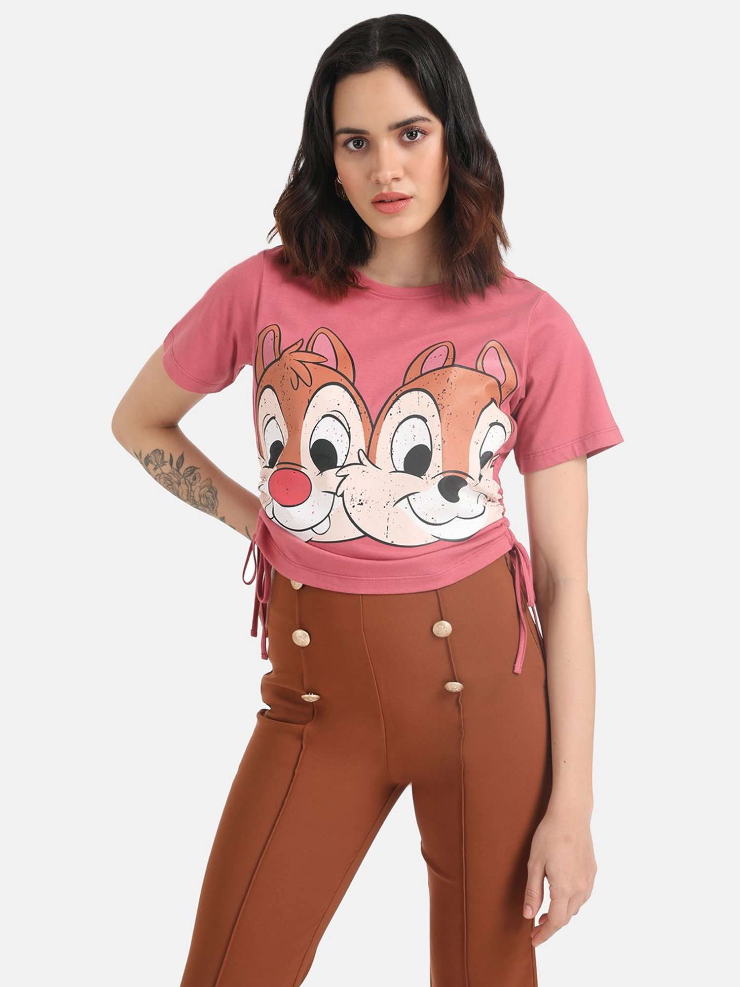 Kazo Chip And Dale Printed Graphic Crop T-Shirt