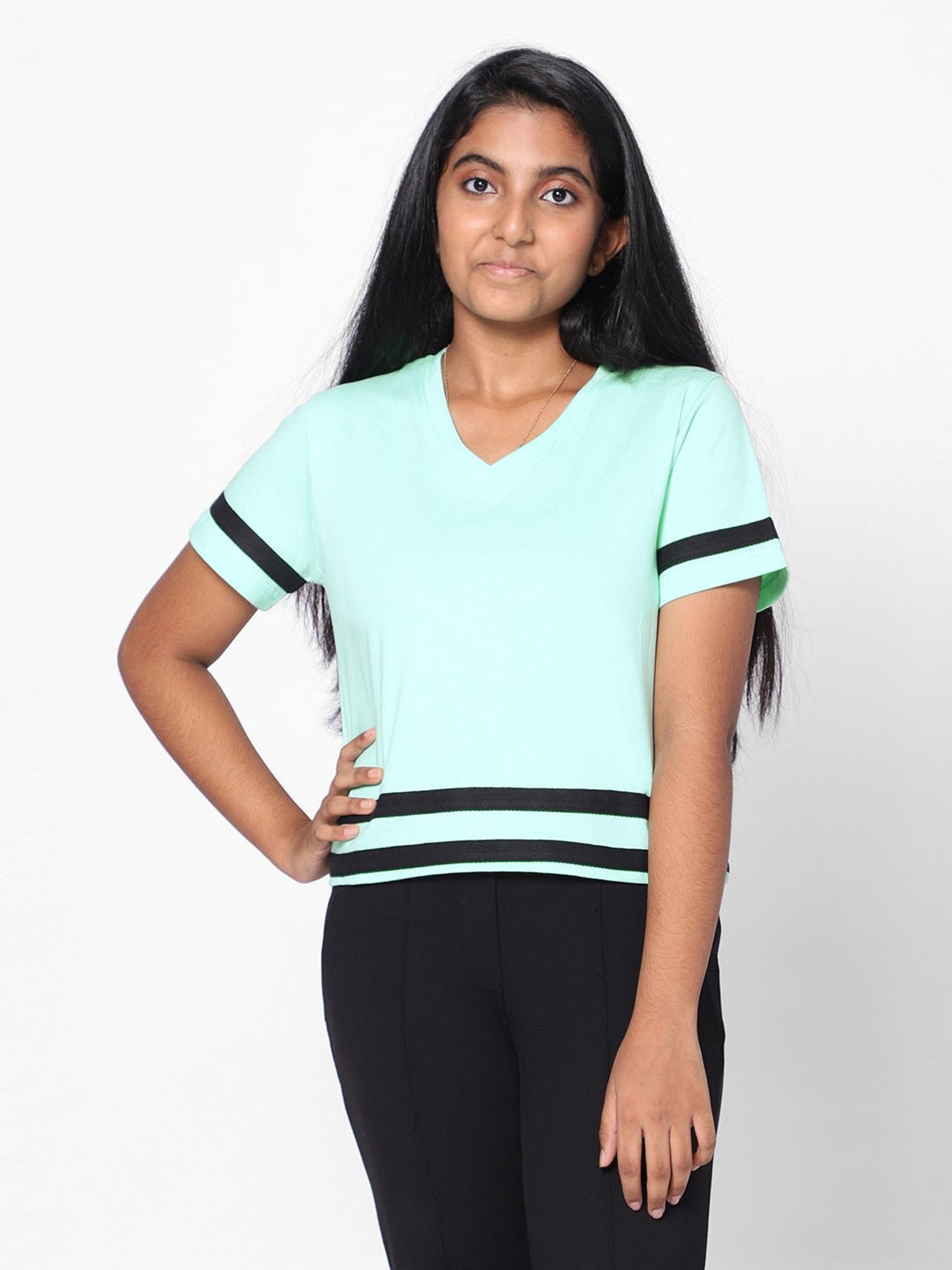 TeenTrums Girls Green Solid Top