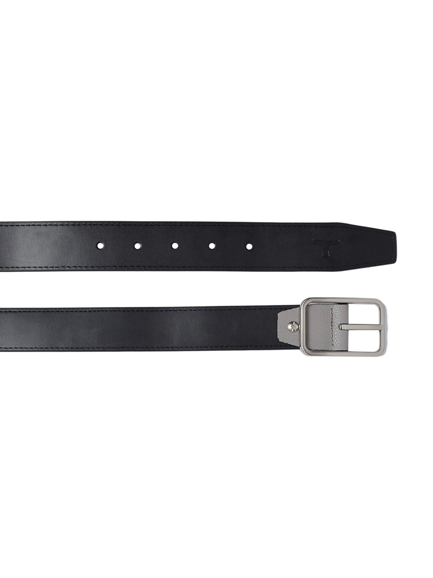 BULCHEE Grey & Black Leather Reversible Formal Belt for Men