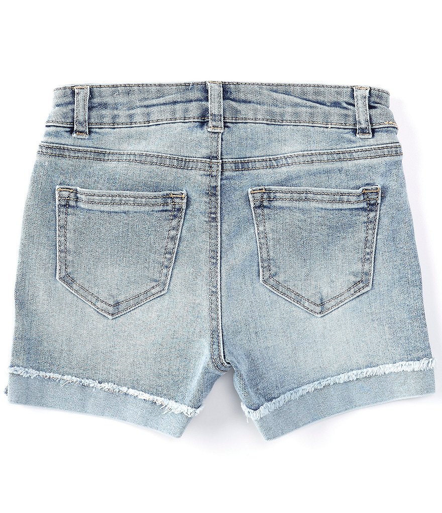 Copper Key Big Girls 7-16 High Waisted Button Front Frayed Hem Denim Shorts