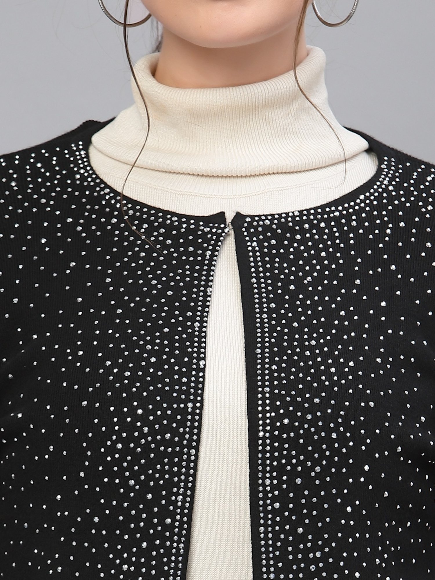 Mafadeny Black Embellished Shrug