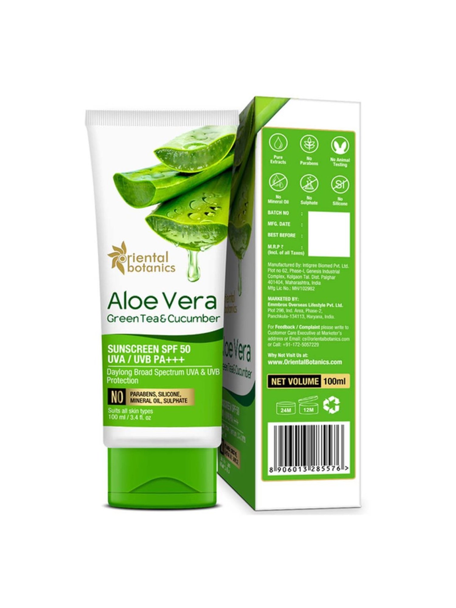 Oriental Botanics Sunscreen SPF 50 UVA/UVB PA+++ - 100 ml