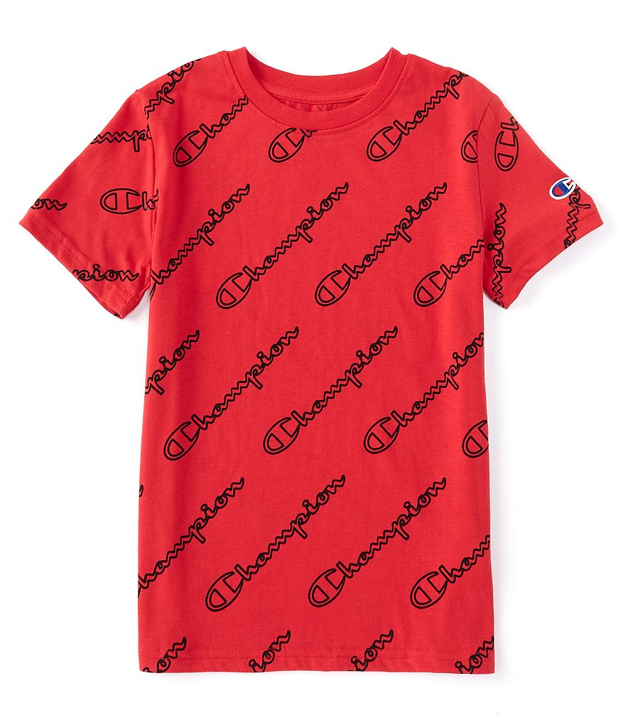 Champion Big Boys 8-20 Short-Sleeve Diagonal Script Print Tee