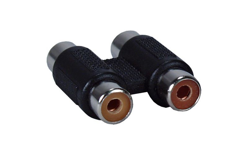 QVS Dual-RCA Female to Female Coupler - 2 x RCA Female Audio/Video - 2 x RCA Female Audio/Video - Nickel Connector - Black