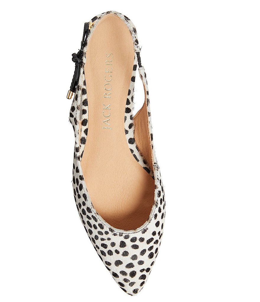 Jack Rogers Serena Dotted Animal Print Calf Hair Bow Sling Back Flats