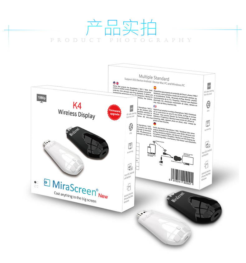 Newest TV Stick Mirascreen K4 2.4GHz Wireless WiFi Display Dongle Support 1080P HD Miracast Airplay DLNA for Android IOS Phone Table PC