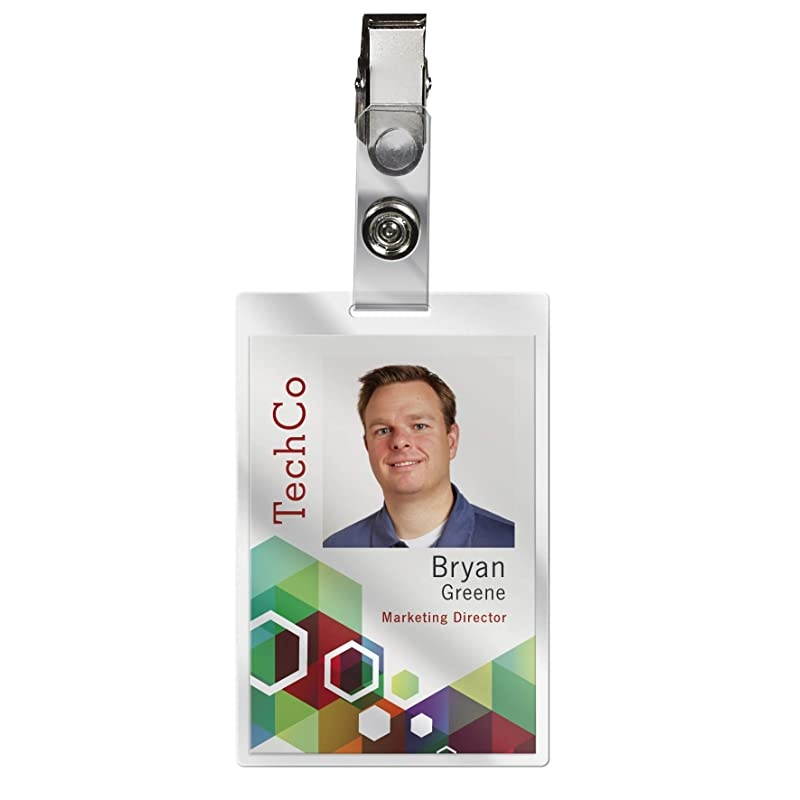 Thermal Laminating Pouches ID Badge With Clip, 5 Mil Thick for Extra Protection, 2.4 Inches x 4.2 Inches, 10 Pouches/Pack, 6 Pack (TP5852-10)