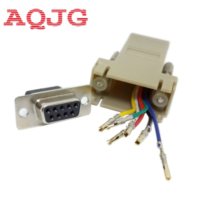 10pcs DB9 Female to RJ45 Female DB9 to RJ45  Adapter Connector  rs232 modular cab-9as-fdte to rj45 db9 for Computer AQJG