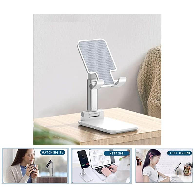 Phone Holder for Desk Foldable Adjustable Mobile Phone Stand for Bed Compatible with iPhone ipad Mini Small Tablet
