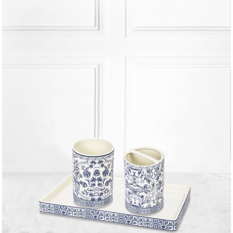 Damask Toothbrush Holder Blue - Cassadecor