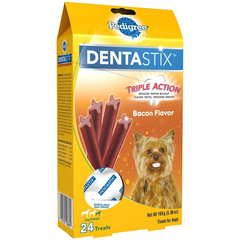 Pedigree Dentastix Bacon Flavor Small Toy Dental Dental Dog Treats - 24ct