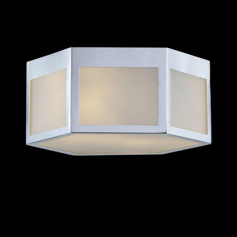 13" LED Metal/Frosted Glass Hexagon Sconce Chrome - Jonathan Y