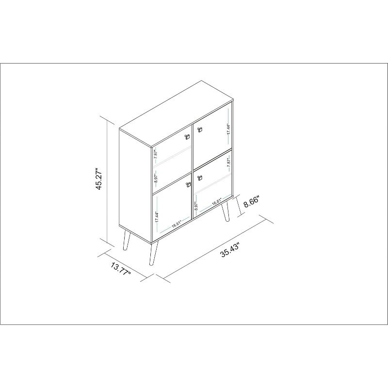 45.28" Avesta High Double Cabinet White/Yellow - Manhattan Comfort