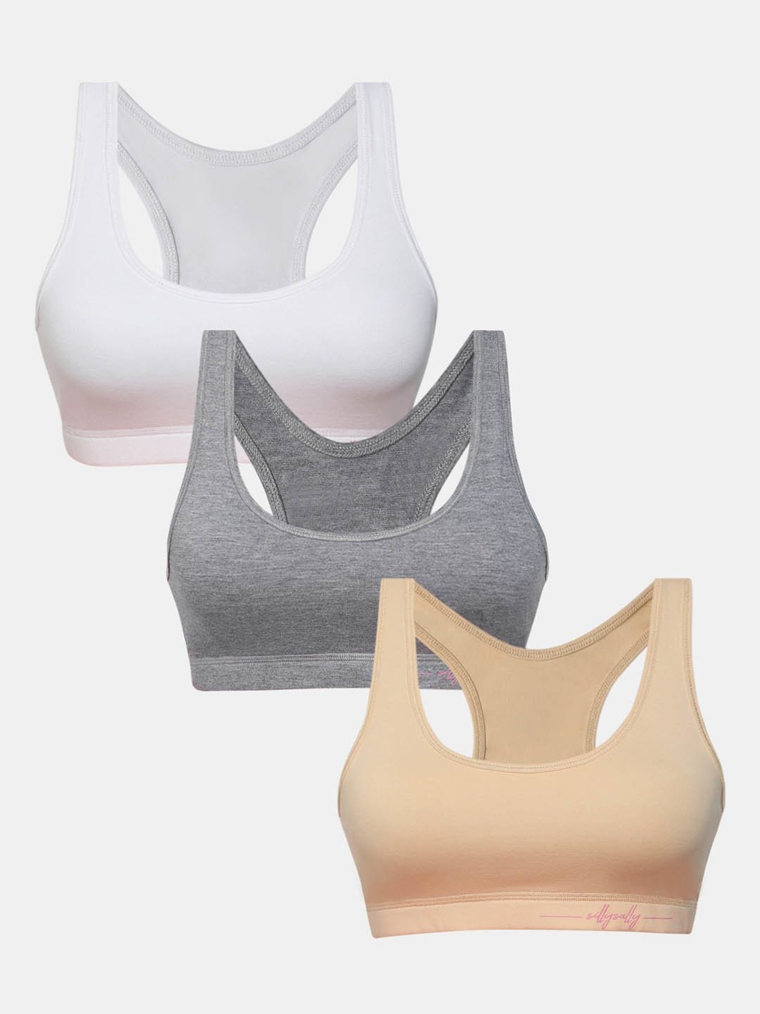 Sillysally Kids Solid Multicolor Bra (Pack Of 3)