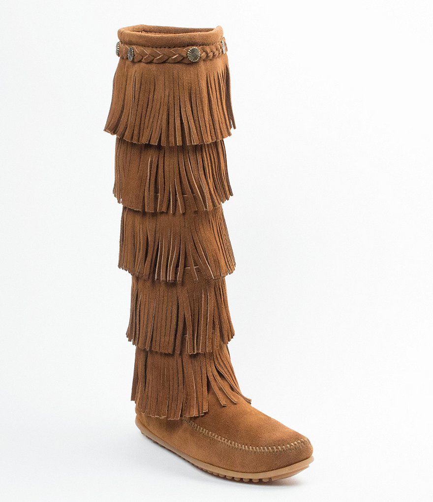 Minnetonka 5-Layer Fringe Suede Boots