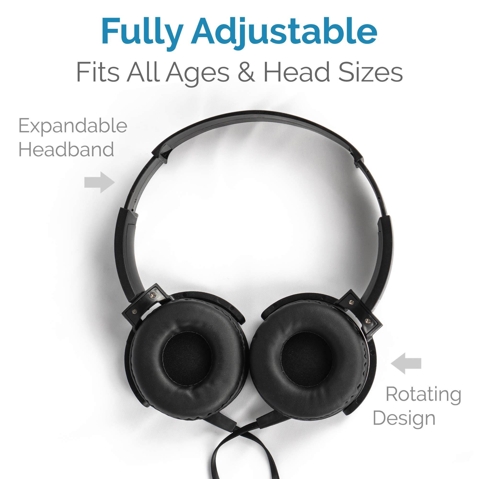 Bulk Classroom Headphones - 10 Pack - Over Ear Student Head Phones: Perfect for Kids in Classrooms, Schools, Libraries, Class Set (Great Value, Durable, Noise Reducing, Comfortable Fit, Easy to Clean)