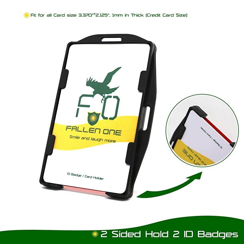 50 Pack Double Sided ID Badge Holders Hard Plastic Id Card Holder for Lanyard, Horizontal and Vertical Dual-Use, Hold 2 ID Cards