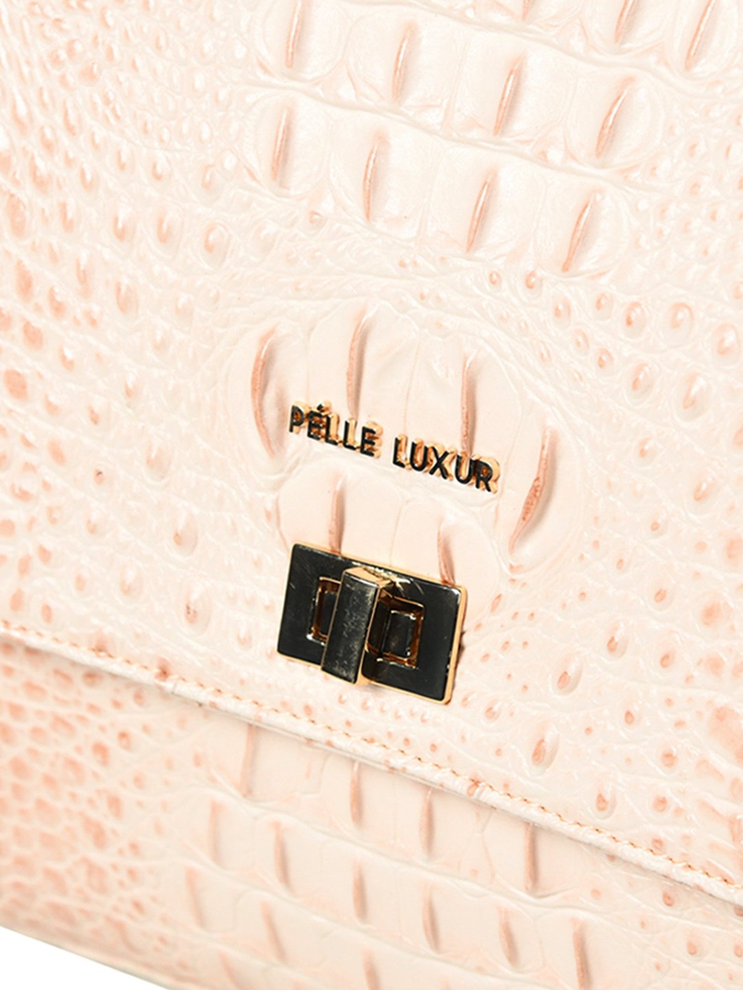 PELLE LUXUR Baby Pink Animal Effect Medium Cross Body Bag