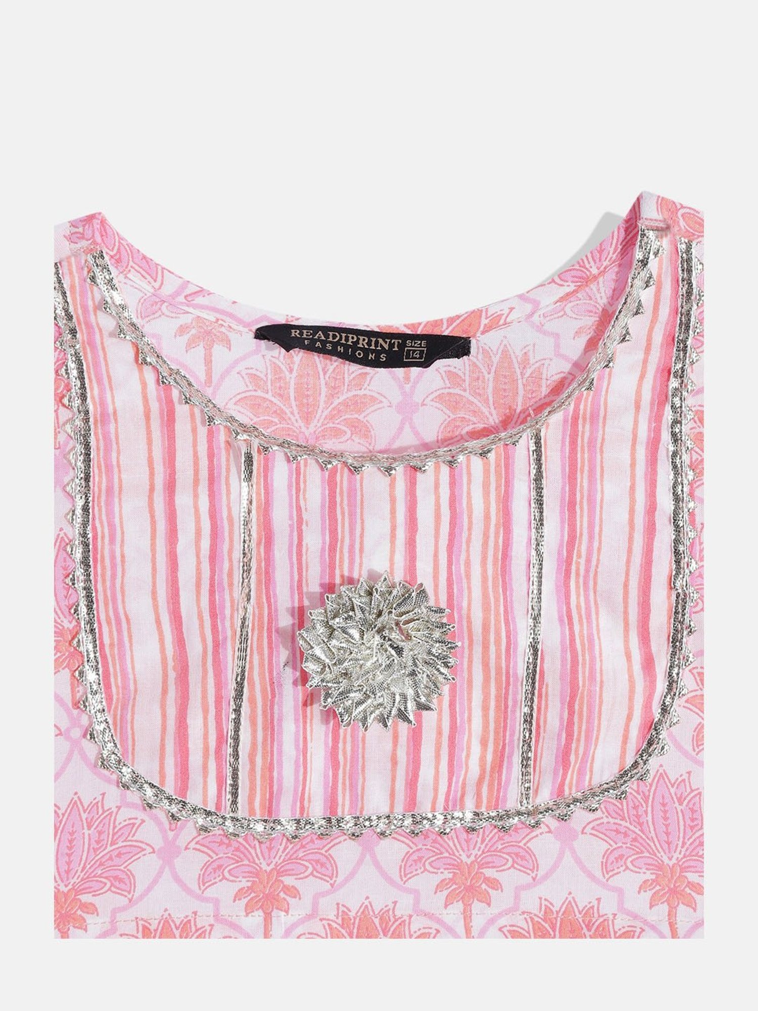 READIPRINT FASHIONS Kids Pink & White Floral Print Lehenga, Choli With Dupatta