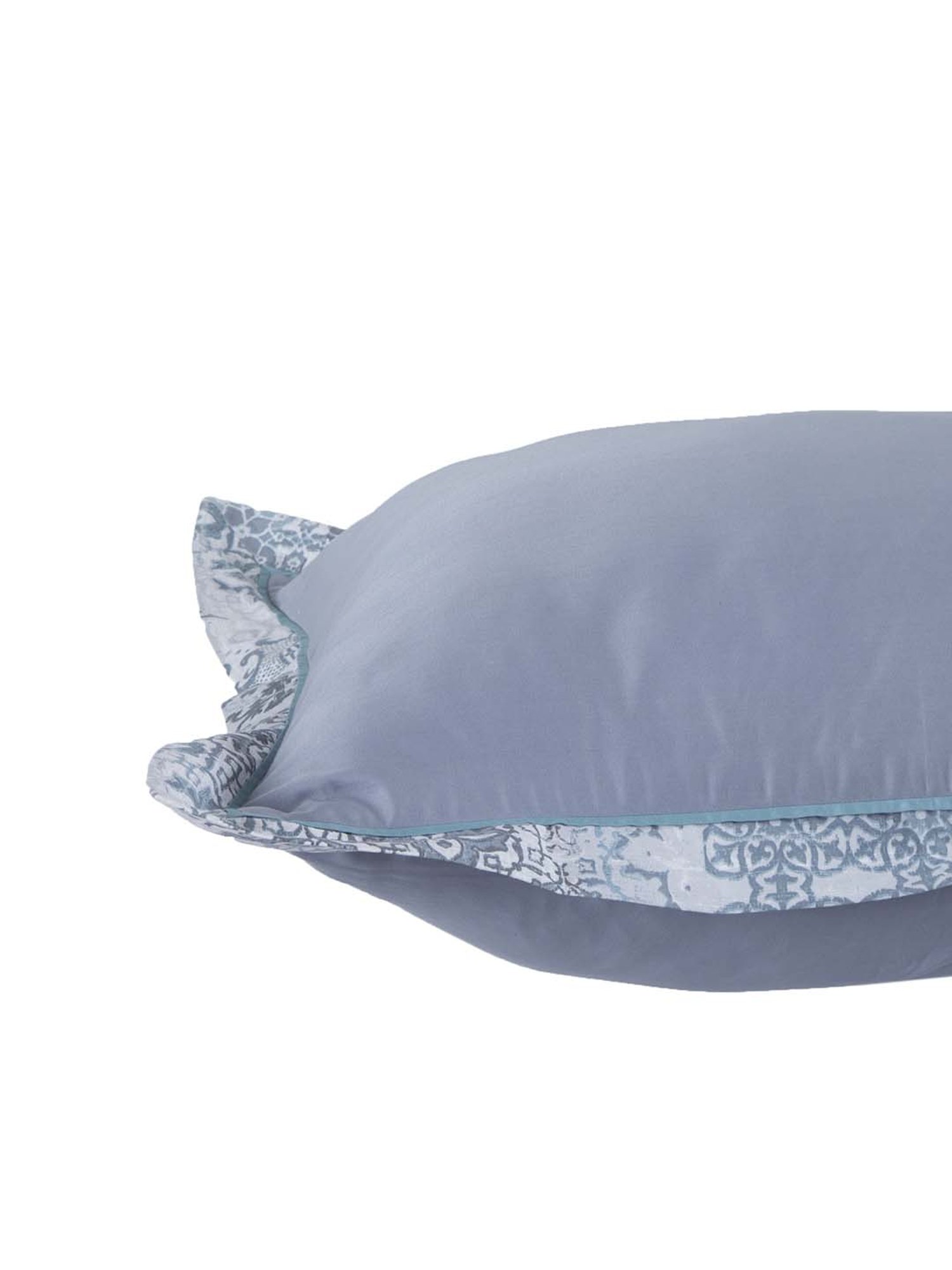 Maspar Fretwork Blue Cotton 400 TC Pillow Covers - Set of 2