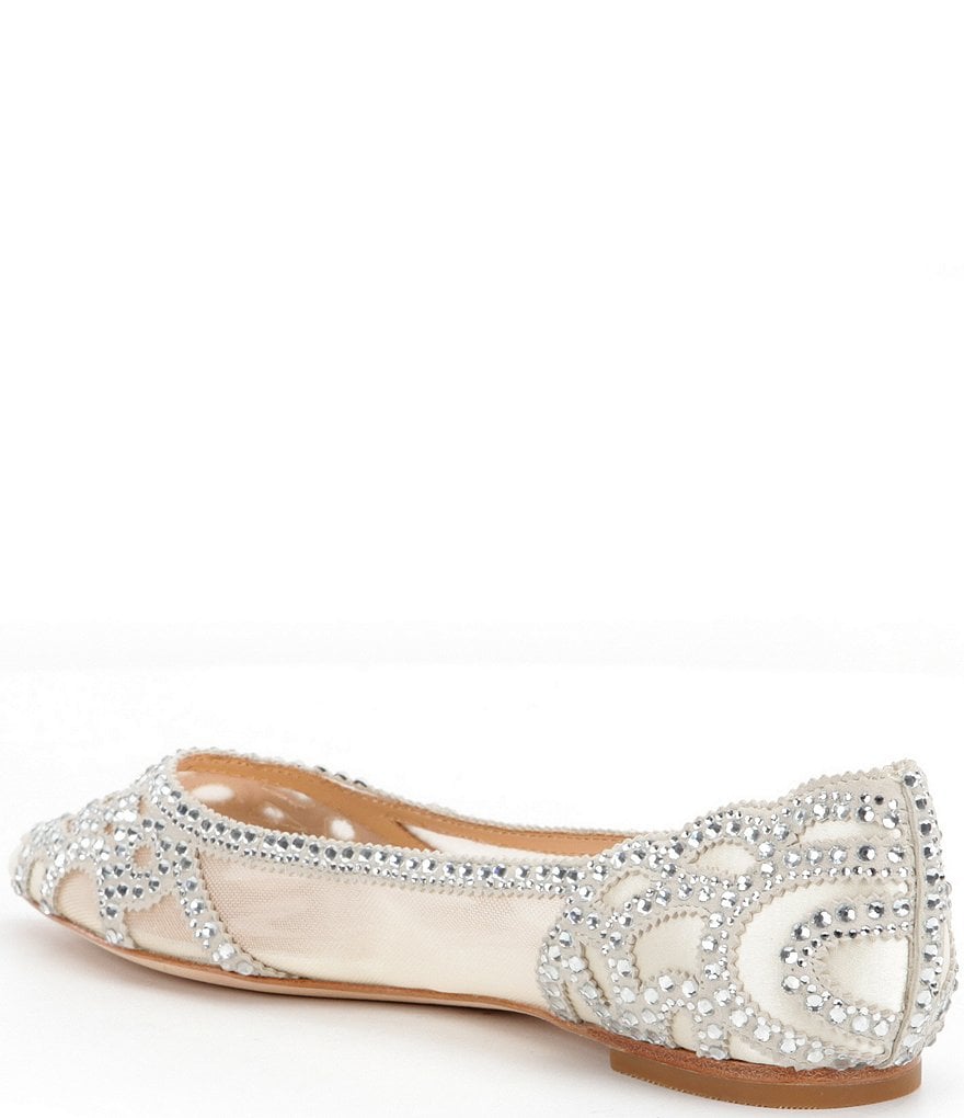 Badgley Mischka Gigi Rhinestone-Embellished Pointed-Toe Flats
