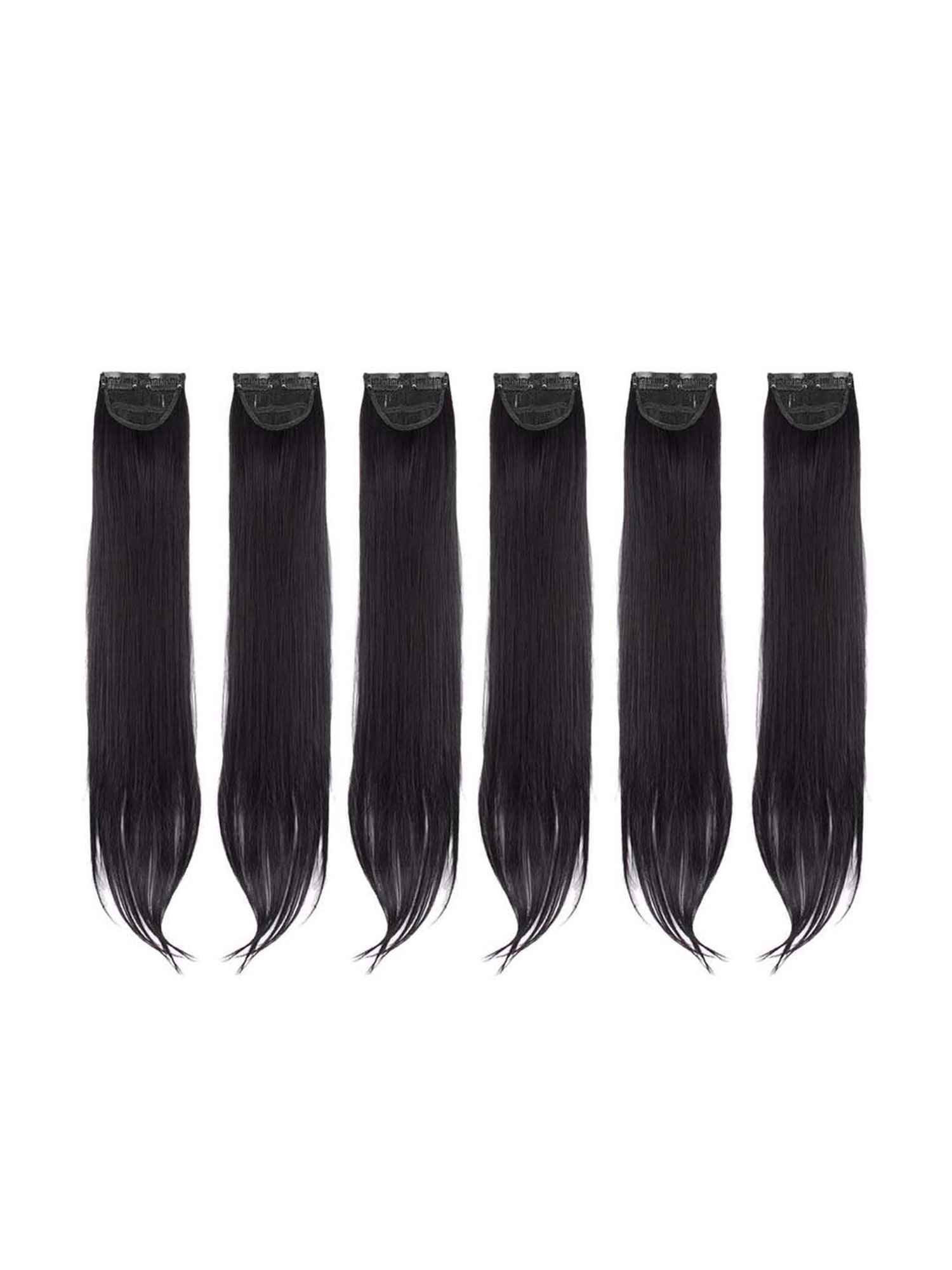 Streak Street Clip-In 24" Straight Natural Black Side Patches (Set of 6)