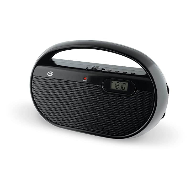 Inc. Portable Top-Loading CD Boombox with AM/FM Radio and 3.5mm Line in for MP3 Device - Red/Black Bundle with , Inc. R602B Portable AM/FM Radio with Digital Clock and Line Input (Black)