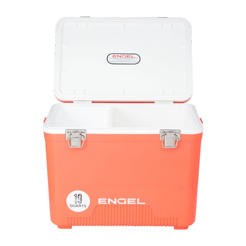 Engel 19 UC19CR Quart 32 Can Leak Proof Odor Resistant Insulated Cooler Drybox with Integrated Shoulder Strap, Coral