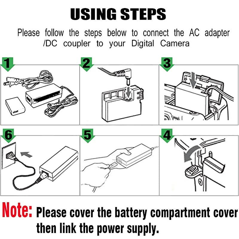 ACK-E8 AC Power Adapter Supply DR-E8 DC Coupler Charger  kit Compatible with Canon EOS Rebel T5i T4i T3i T2i Kiss X6 Kiss X5 Kiss X4 700D 650D 600D 550D Camera (Canon LP-E8 Battery Replacement).