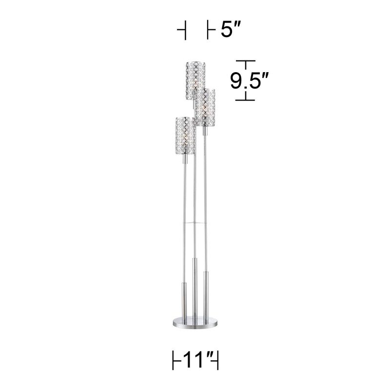 Possini Euro Design Modern Floor Lamp 3 Light Chrome Glitz Clear Crystal Bead for Living Room Reading Bedroom Office Uplight