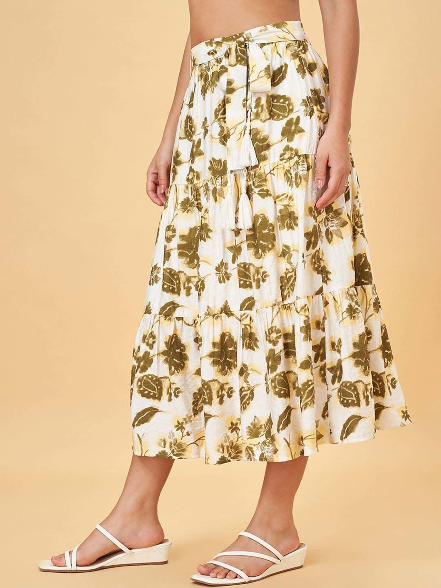 Honey by Pantaloons White Printed A-Line Skirt