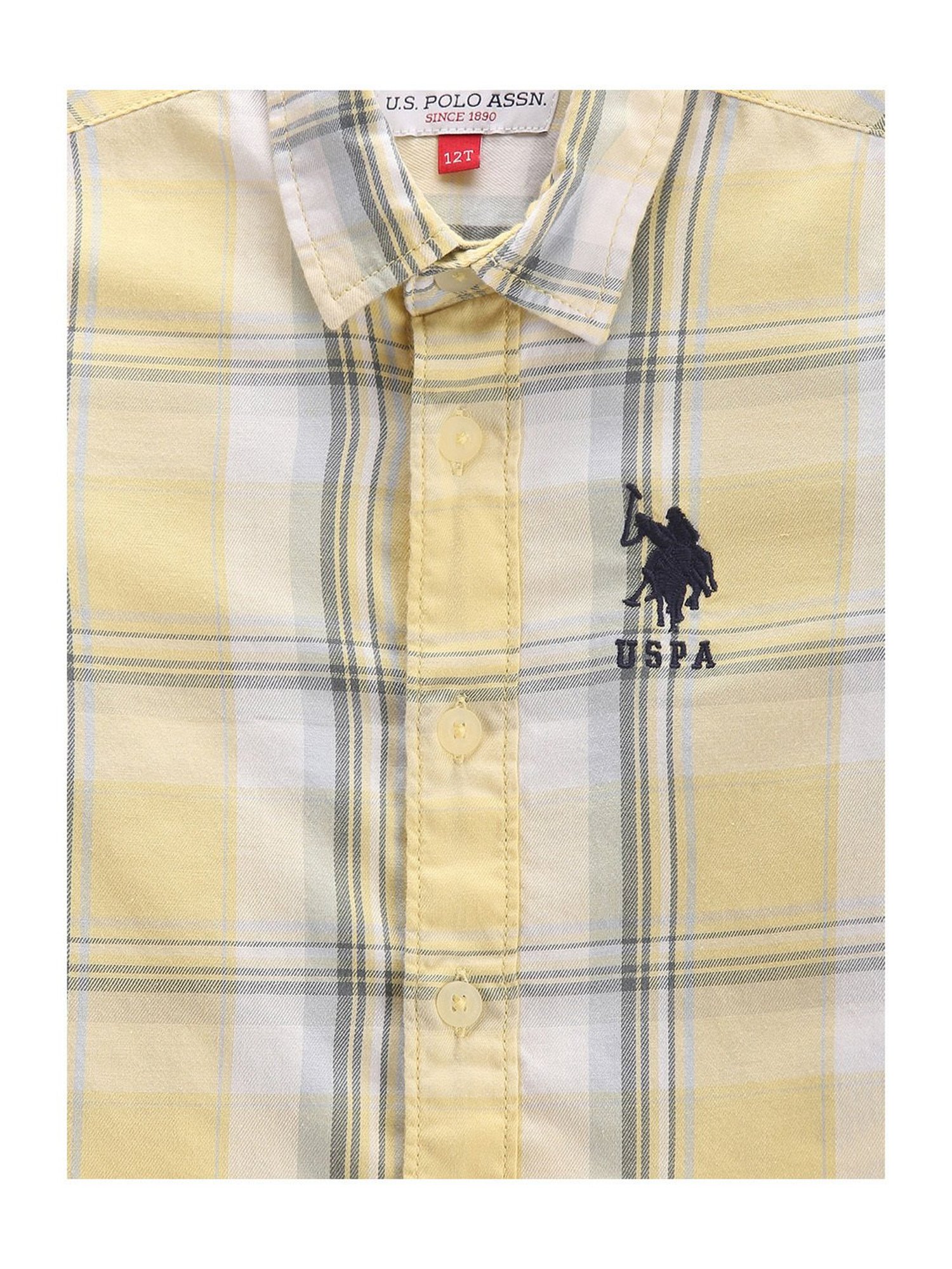 U.S. Polo Assn. Kids Yellow Checks Full Sleeves Shirt
