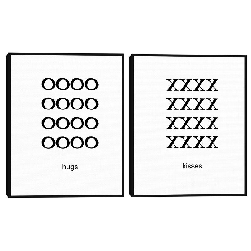 Set of 2 Hugs & Kisses By Design Lab Framed Canvas Art Prints - Masterpiece Art Gallery