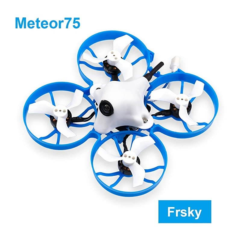 Meteor75 Frsky 1S Brushless Whoop Drone with F4 1-2S AIO FC BT2.0 Connector 1102 18000KV motor M01 AIO Camera 25mW VTX for Tiny Whoop Micro FPV Racing Whoop Drone Quadcopter