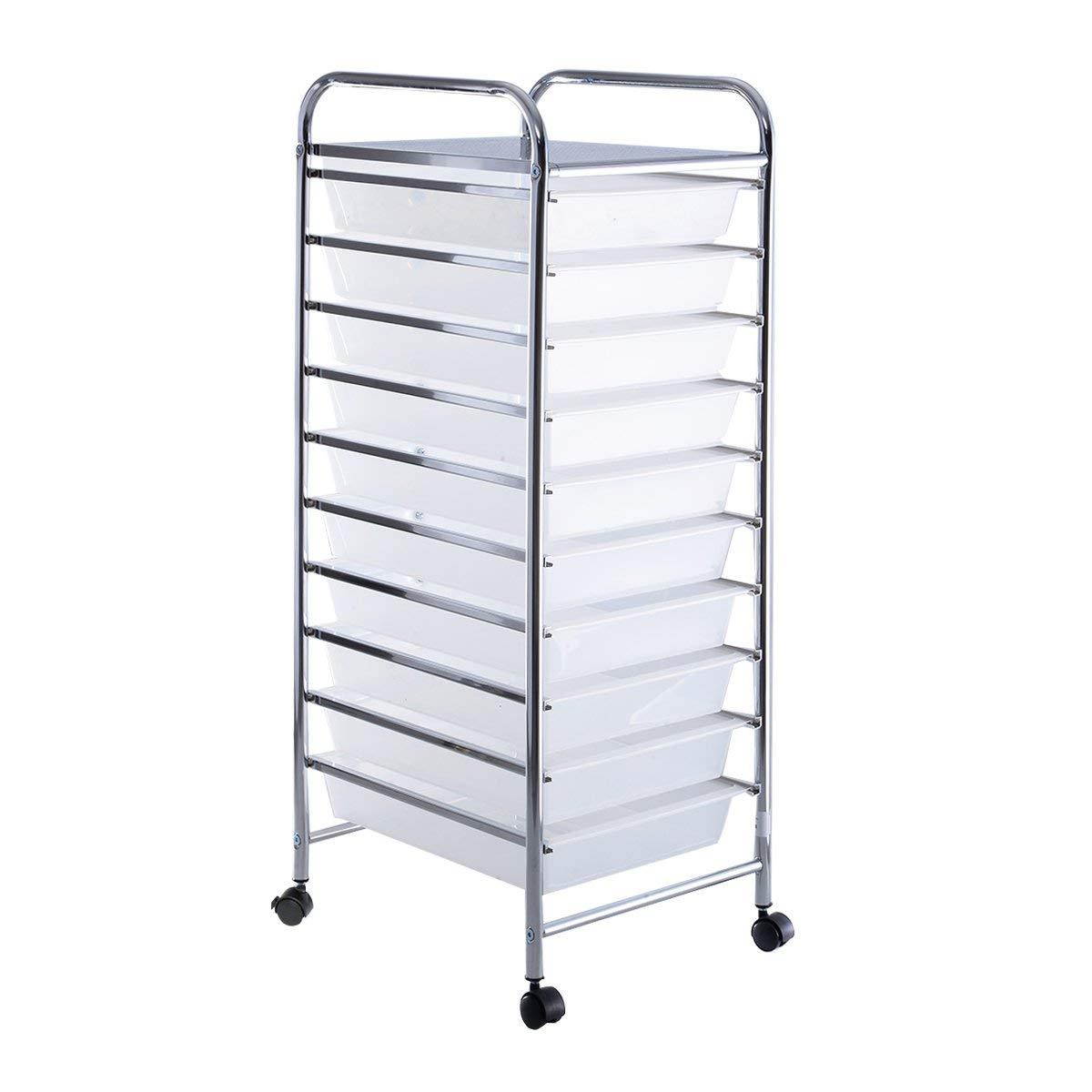 NEW 10 Drawer Rolling Storage Cart Scrapbook Paper Office School Organizer Clear
