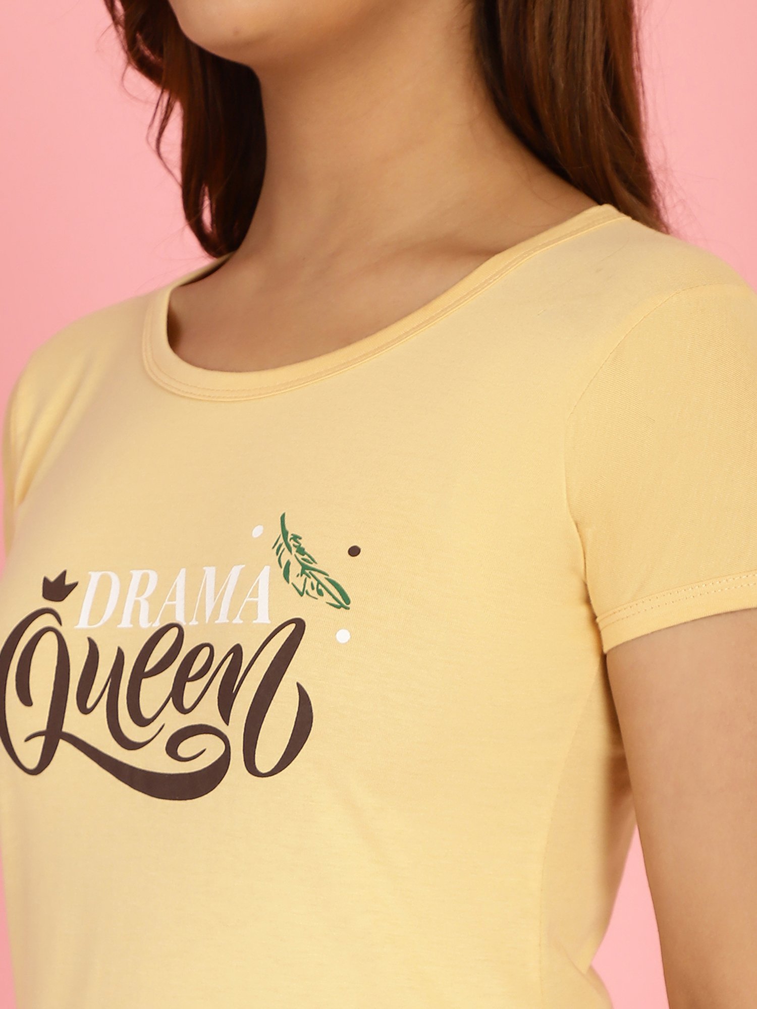 Gracit Yellow & Brown Cotton Printed Top With Pyjamas