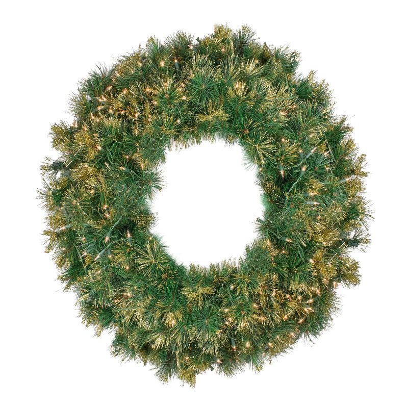 Equinox 36" Prelit Tattinger Long Needle Pine Artificial Christmas Wreath - Clear Lights