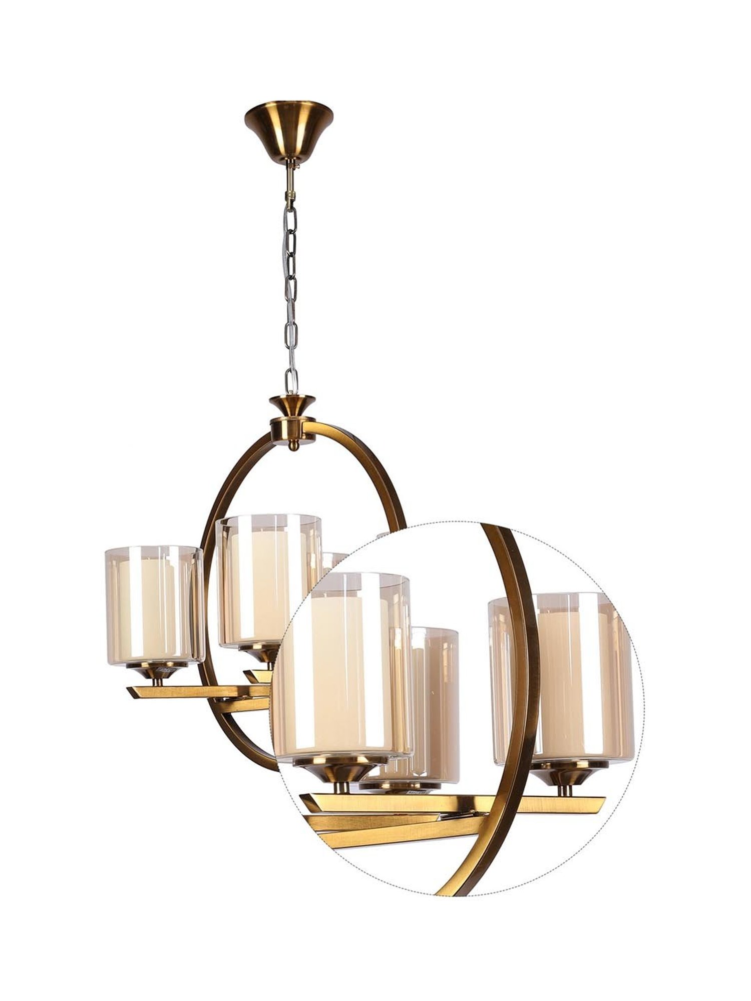 Kapoor E Illuminations Masakee Golden Metal 4-Lights Contemporary Chandelier Light - Set of 1