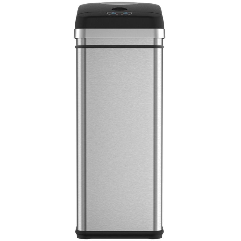 iTouchless Sensor Kitchen Trash Can with Built-In Compactor and AbsorbX Odor Filter 13 Gallon Silver Stainless Steel