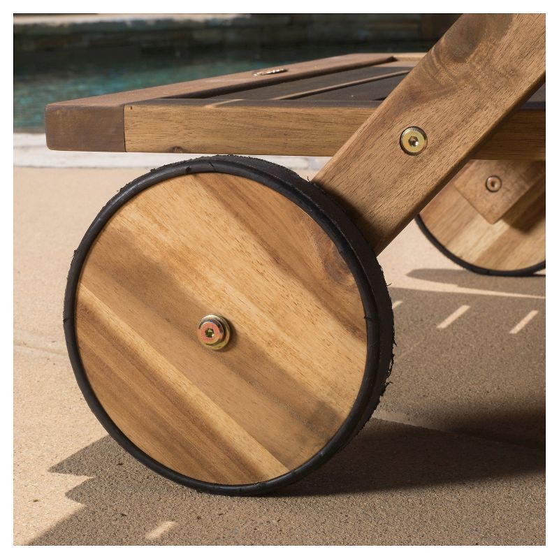 Riviera Acacia Wood Patio Bar Cart With Tray - Natural - Christopher Knight Home