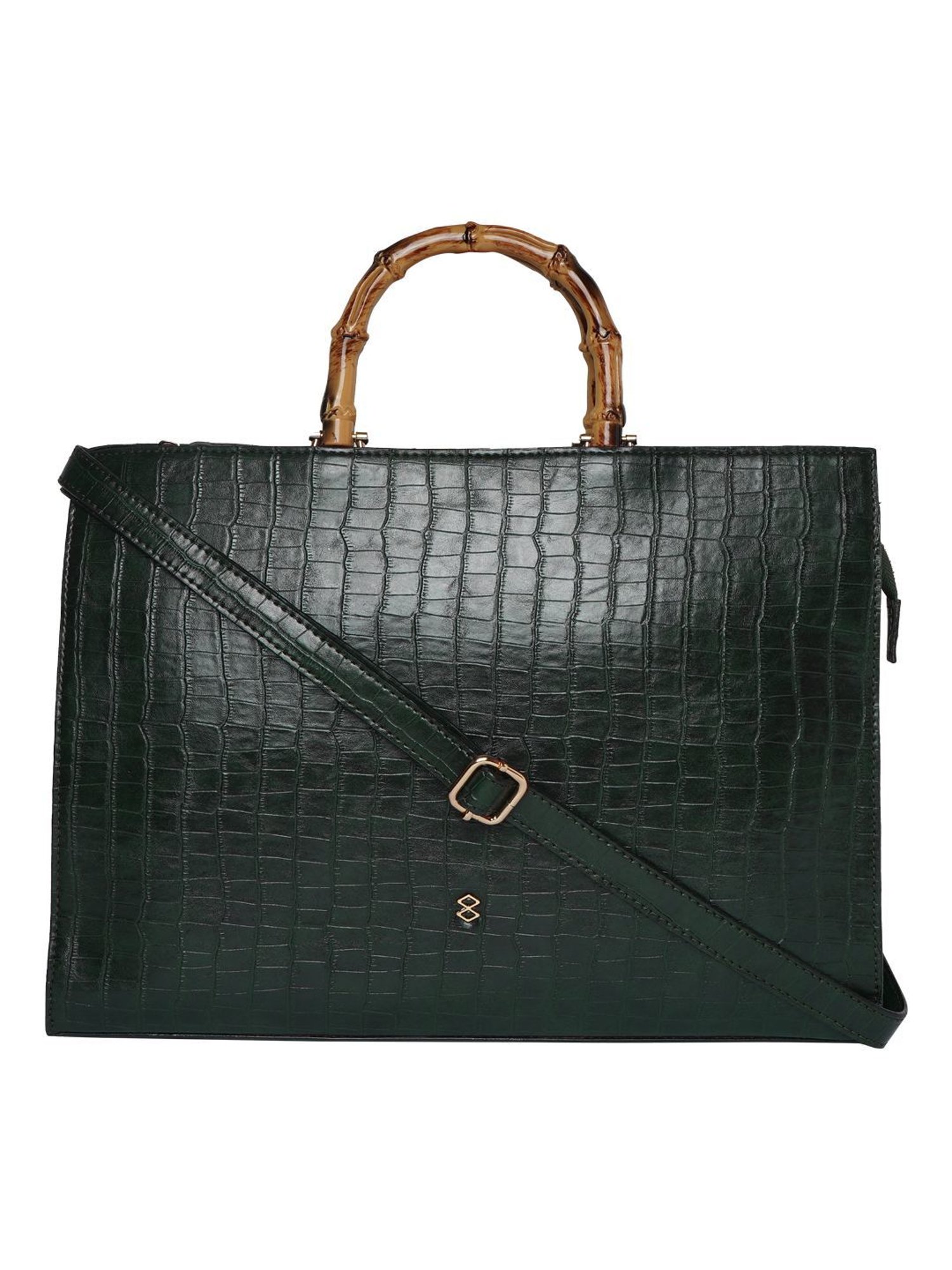 Horra Green Textured Medium Handbag