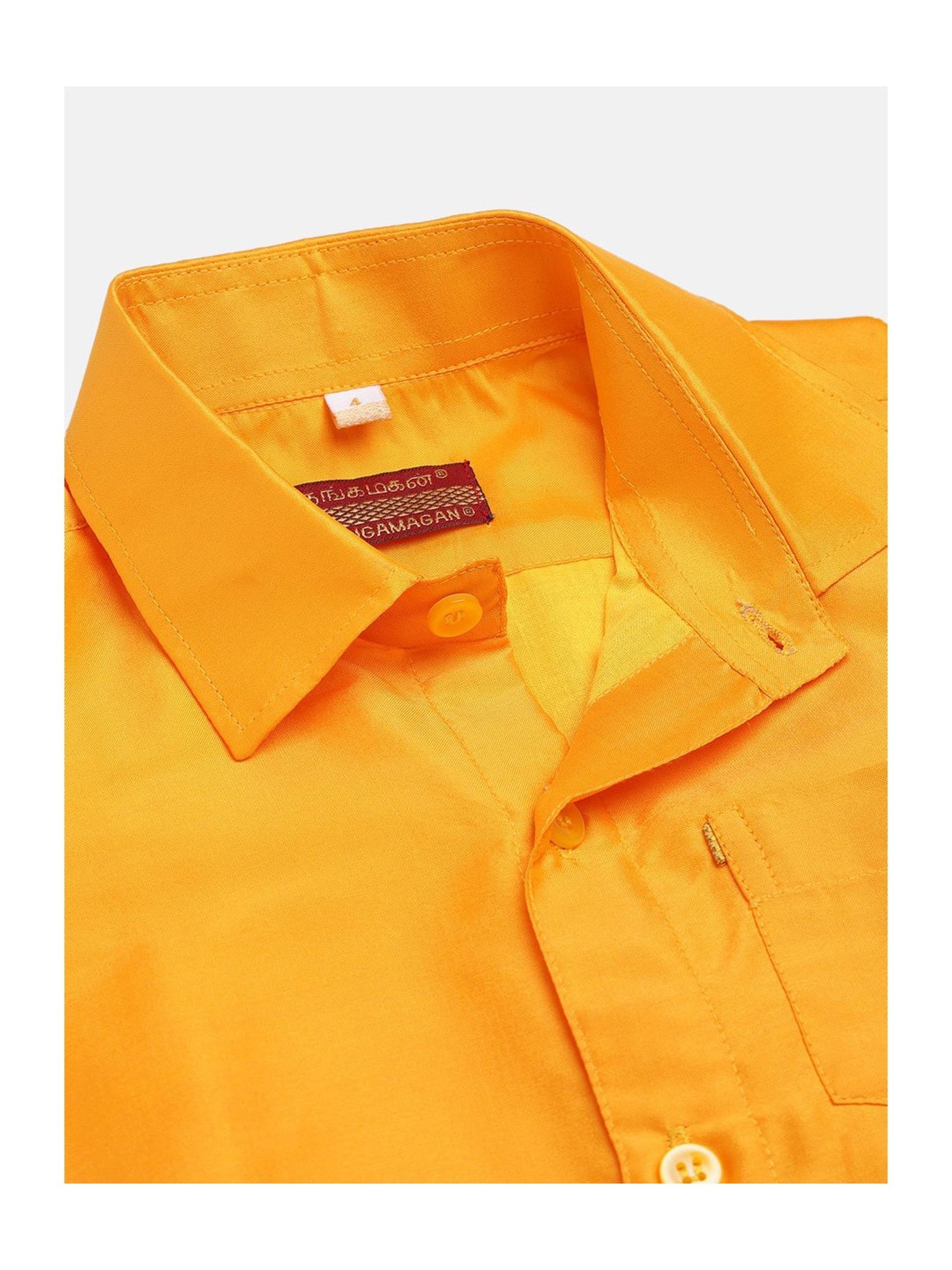 THANGAMAGAN Kids Yellow & Cream Solid  Shirt,  Dhoti,  Towel With  Freebies Set