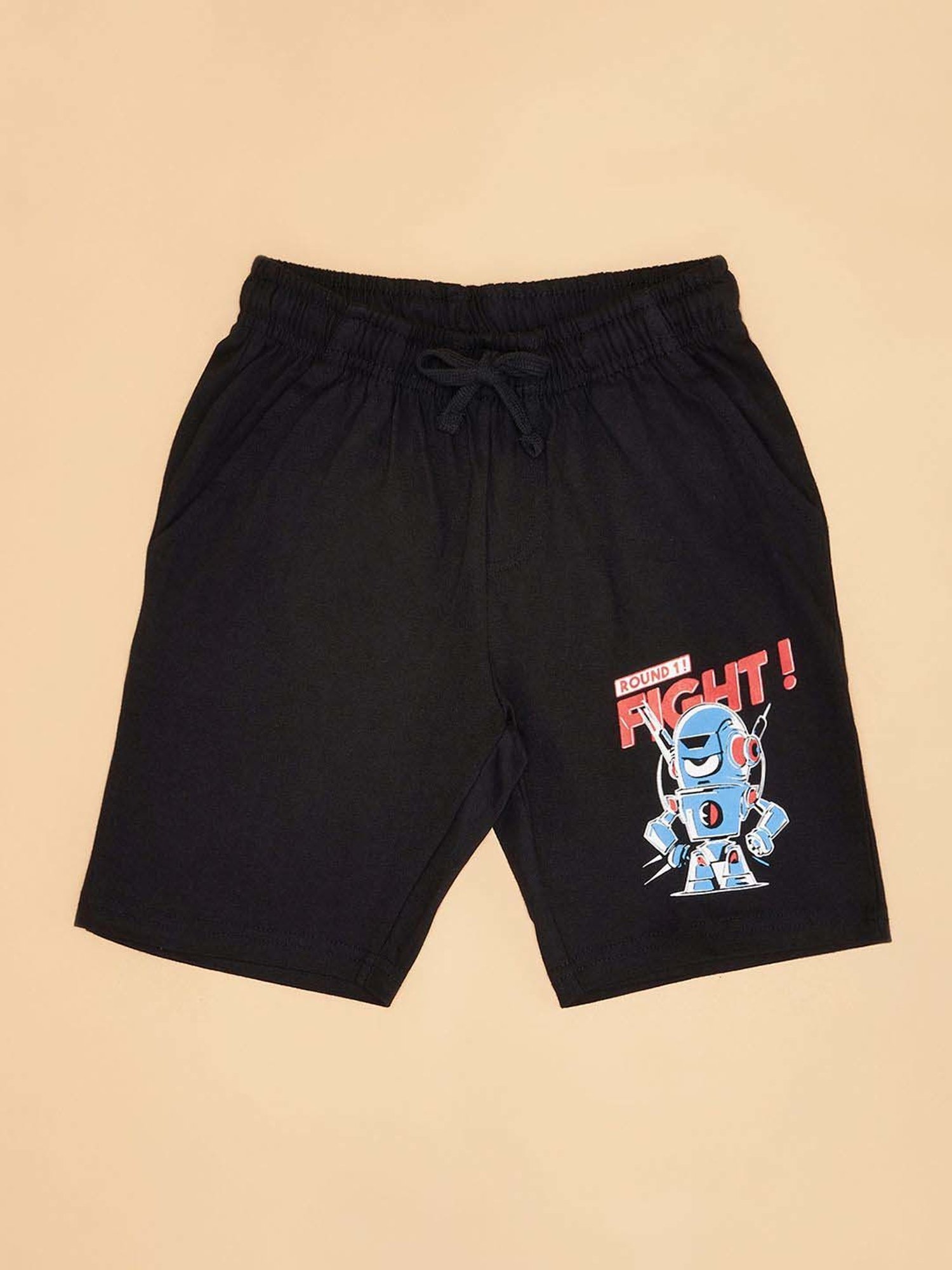 Pantaloons Junior Kids Jet Black Cotton Solid Shorts