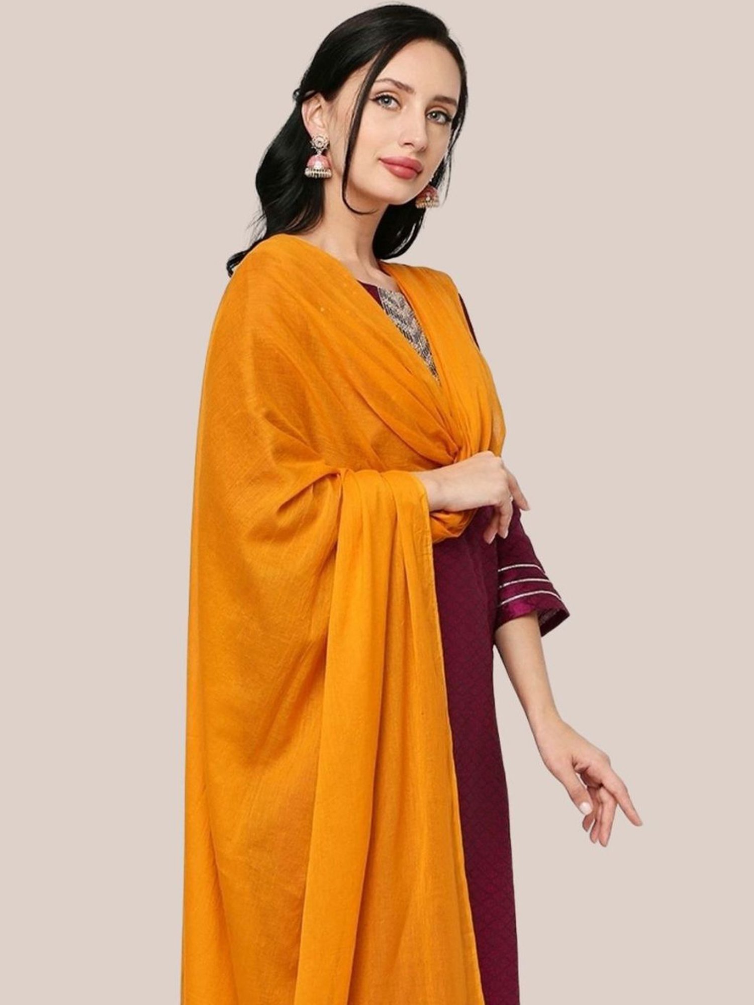 Dupatta Bazaar Rust Cotton Dupatta
