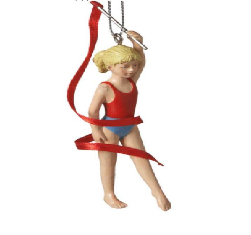 Ganz 4" Aspiring Gymnast with Ribbon Resin Christmas Ornament - Red