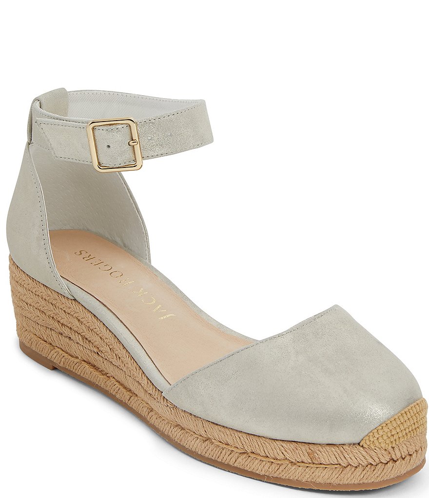 Jack Rogers Palmer Closed Toe Ankle Strap Suede Wedge Espadrilles