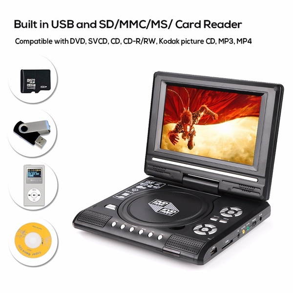 7.8 Inch Portable DVD Player Digital Multimedia Player U Drive Play with FM TV Game Card Read Function VCD DVCD MP4 MP5