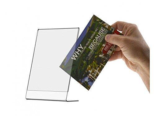 Slanted Desk Sign Holder Plastic Frame Side Load Premium Clear Acrylic Holds Notice, Info, Menu, Price Sheet, Photo or any Literature that fits in 5" x 7" Qty 4