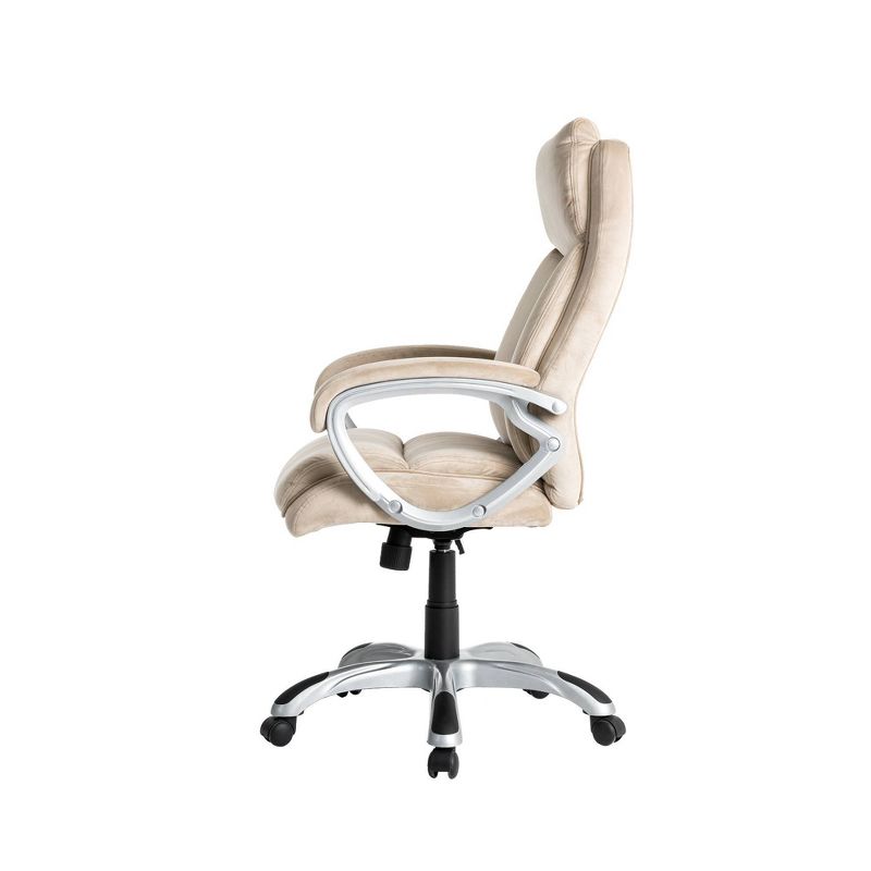 Velvet Gaslift Adjustable Swivel Office Chair Brown - Glitzhome
